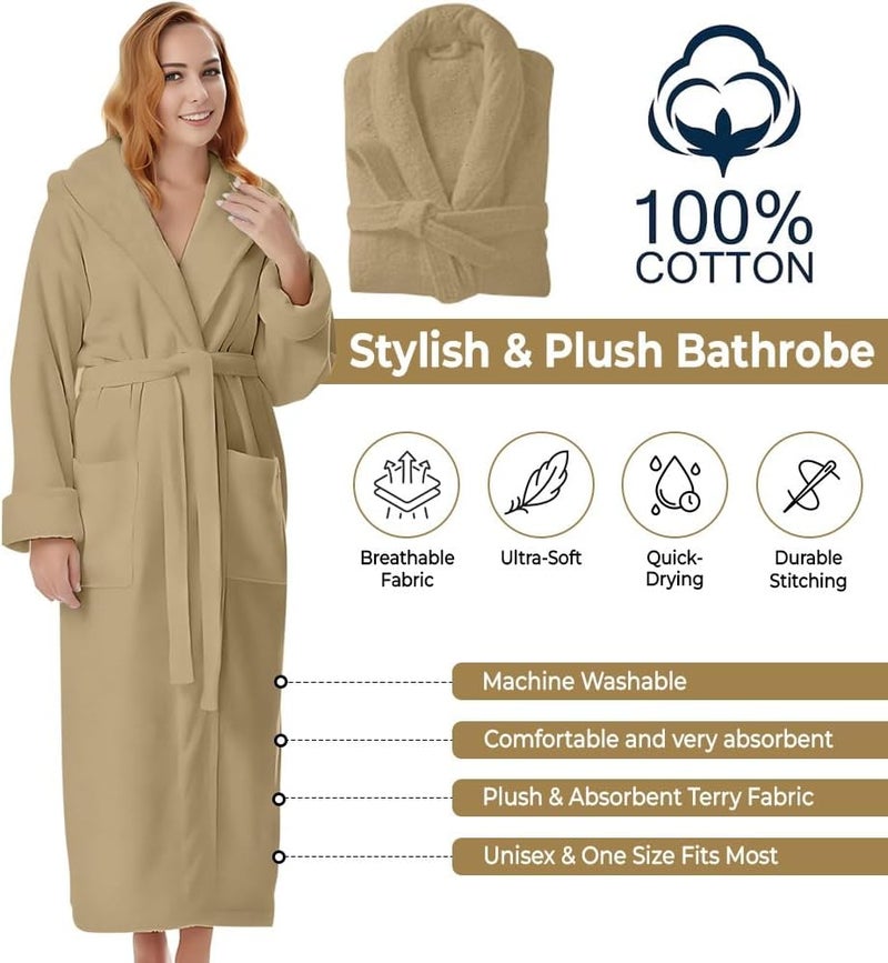KAHAF COLLECTION Cotton Terry Robes for Women and Men, Terry Shawl Collar Bathrobe, ONE SIZE - UNISEX Men & Women Spa Robe - Image 1